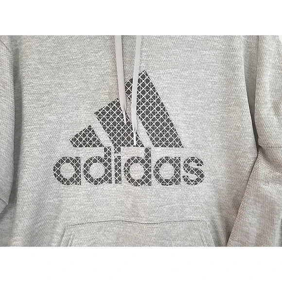 Adidas Mens Size 2XL Big Spellout Screenprint Logo Pullover Hoodie Gray Logo - Picture 3 of 12
